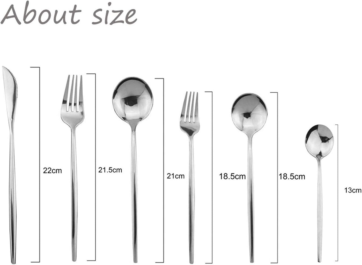 Silverware Set, Mirror Polished Silver Flatware Cutlery Set Service for 4, Shiny Finish 24 Pieces Stainless Steel
