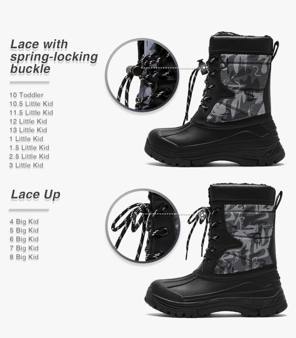 Unisex Snow Boots Slip-Resistant Waterpoof Winter Fashion Shoe (Toddler/Little Kid/Big Kid)