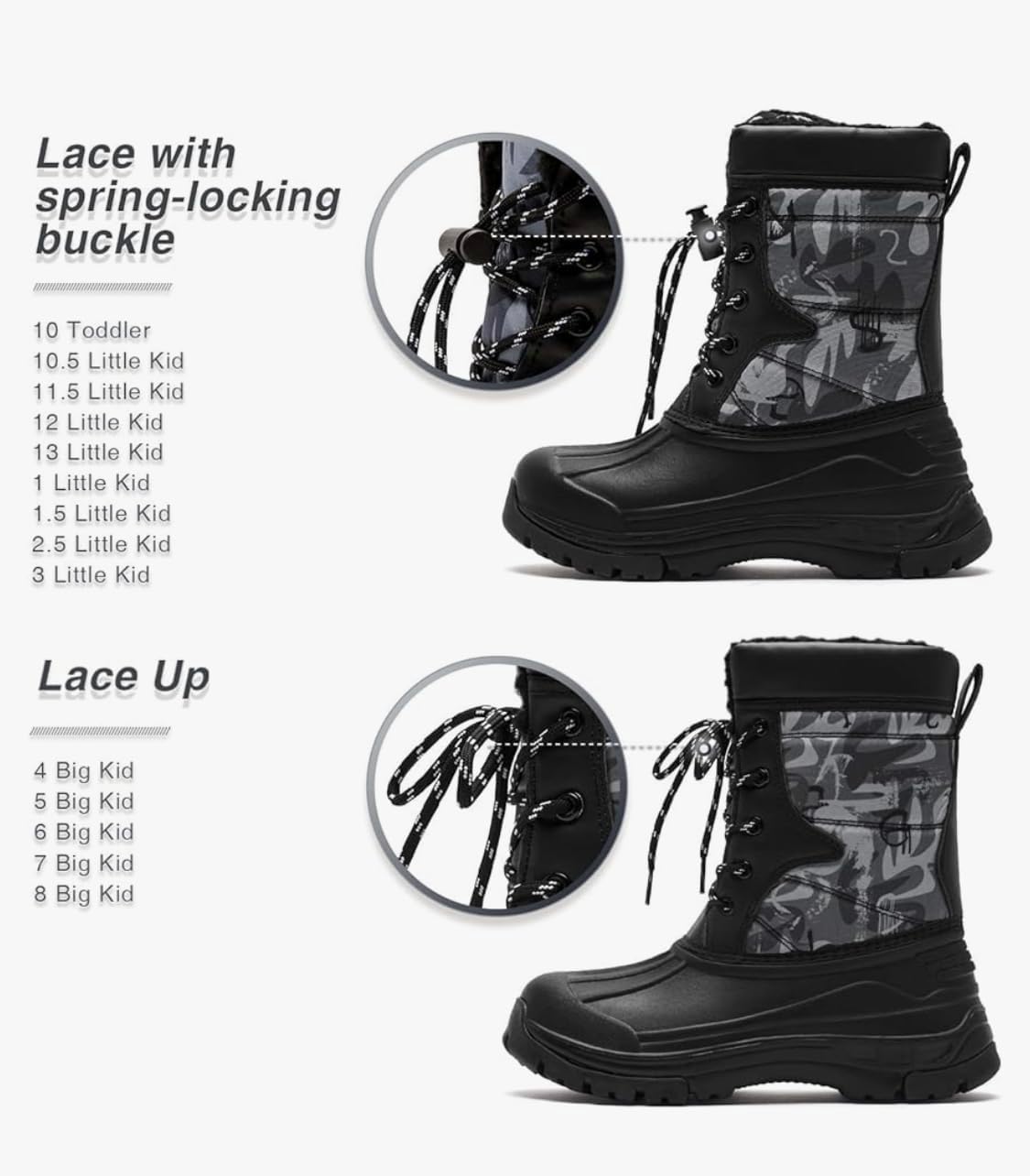 Unisex Snow Boots Slip-Resistant Waterpoof Winter Fashion Shoe (Toddler/Little Kid/Big Kid)