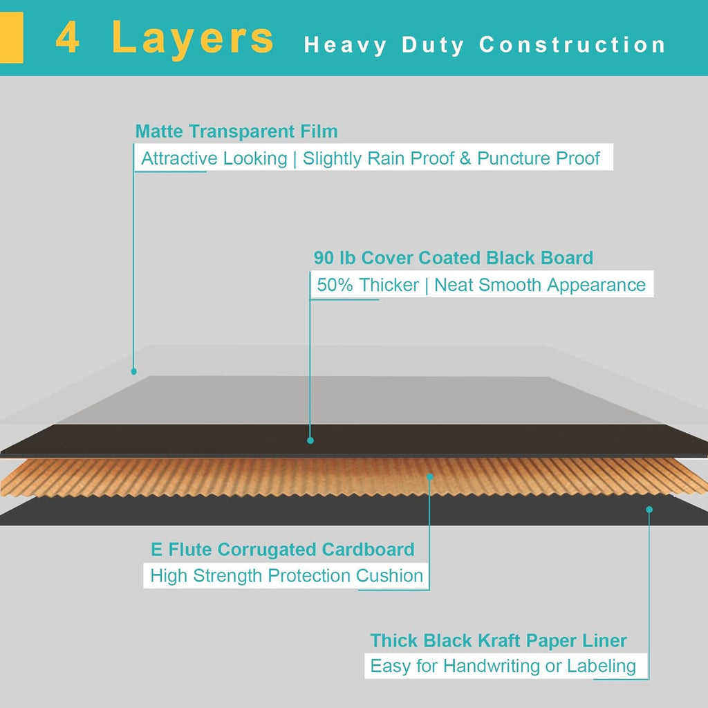6x4x3 Small Black Shipping Boxes - 24 Pack Corrugated Cardboard Mailing Box Packaging for Small Business - Tab