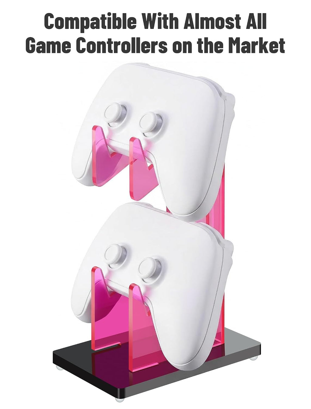 Rose Pink Acrylic 2-Tier Universal Game Controller Headset Holder Stand for PS5 Xbox ONE Switch Colorful Controller