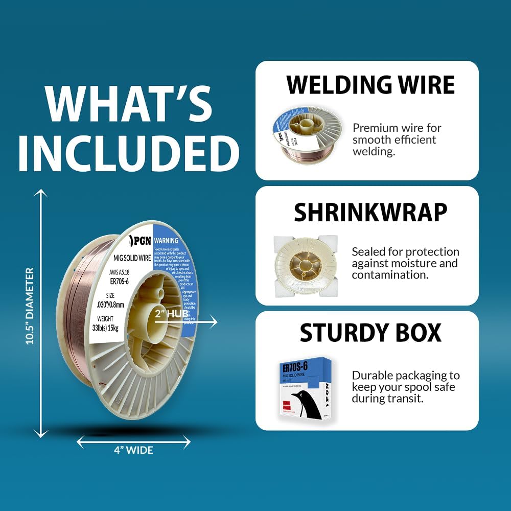 PGN ER70S-6 .030" Solid MIG Welding Wire - 33lb Spool