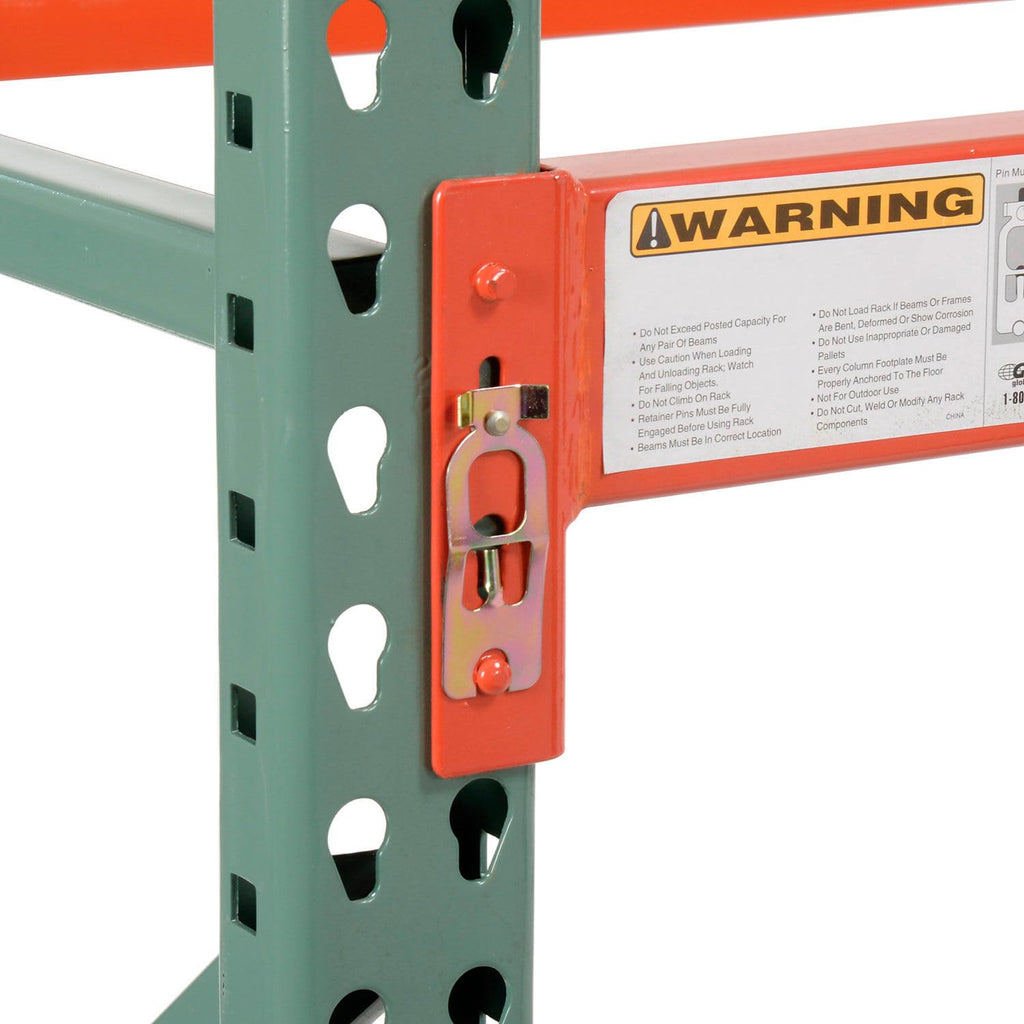 Teardrop Pallet Rack Starter Unit, 96" W X 48" D X 120" H | 5030 lbs Shelf Capacity, Steel Construction, Orange & Green