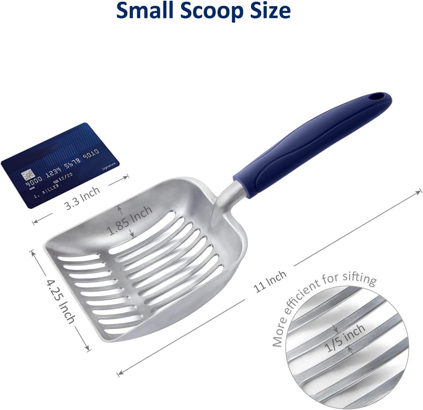 Cat Litter Scoop, Aluminum Alloy Sifter, Kitty Metal Scooper, Deep Shovel, Long Handle, Poop Sifting, Kitten Pooper