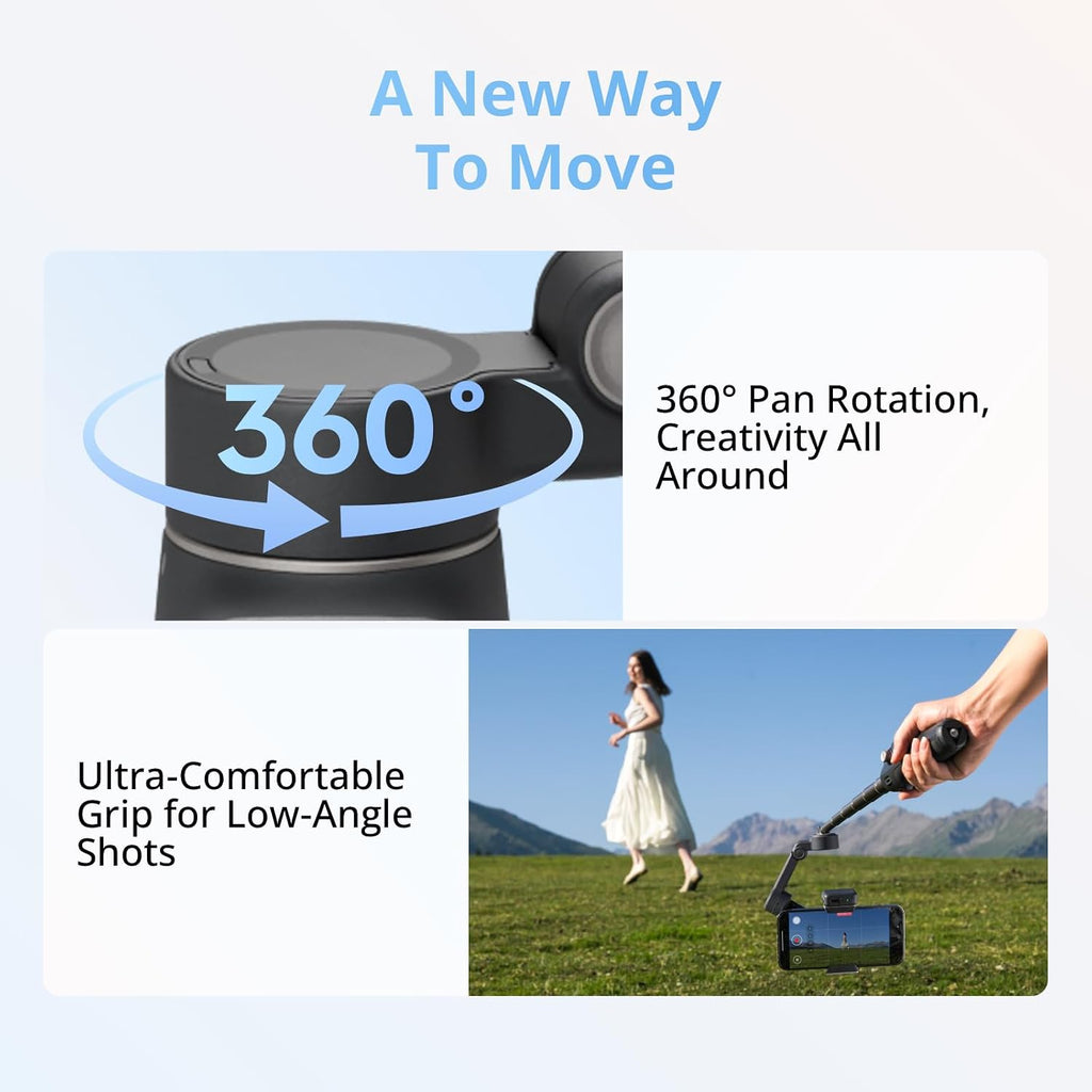Osmo Mobile 8 Gimbal Stabilizer for Phone, 3-Axis Stabilization | AI Native Tracking with Audio & Lighting, 360° Pan