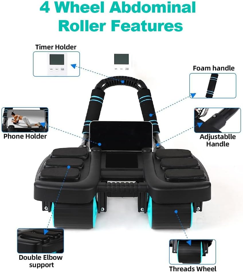 4-Wheel Automatic Rebound Ab Roller Wheel with Elbow Support | Abdominal Wheel Core Exercise;Elbow Support Ab Wheel