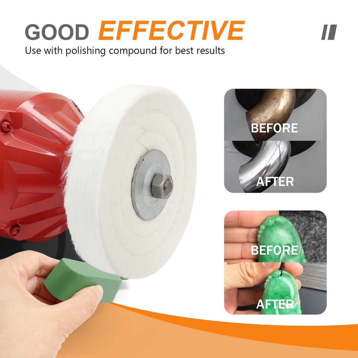 SCOTTCHEN Buffing Polishing Wheel 6 inch (70 Ply) Extra Thick for Bench Grinder Tool with 1/2" Arbor Hole 2 PCS