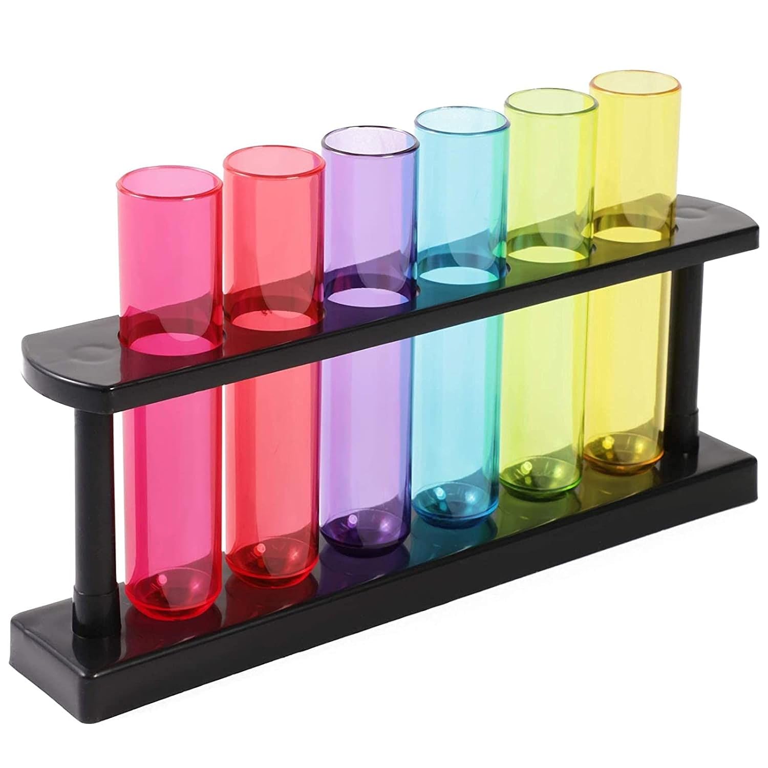 Test Tube Shot Glasses - Plastic Drink Test Tubes & Rack for Party Shots - Propagation Display & Science