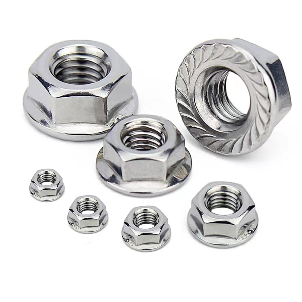 #10-32 Flange Nut,50 Pcs,304 Stainless Steel Hex Serrated Flange Lock Nut