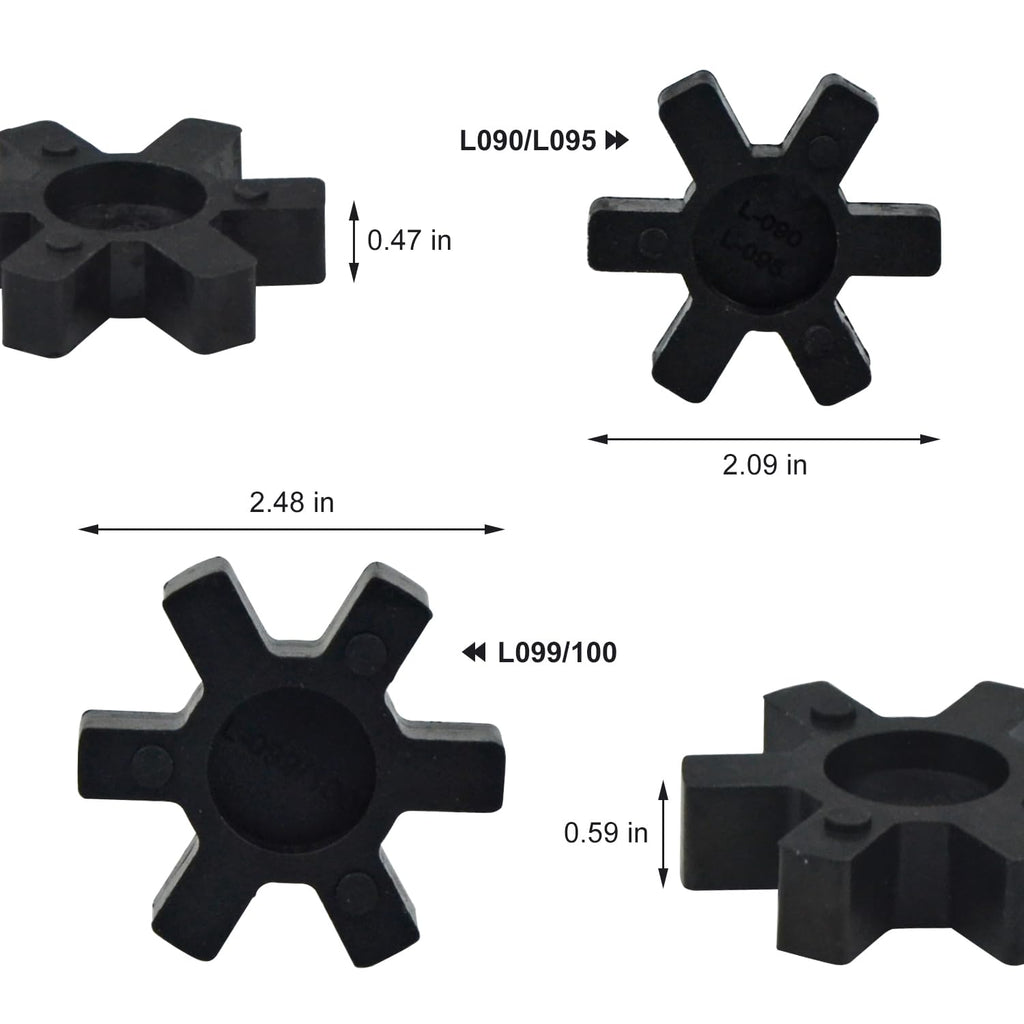 4-Pack L100 NBR Rubber Spider Insert - Solid Center Inserts for L-Jaw Coupler Set, Black (4, L100)