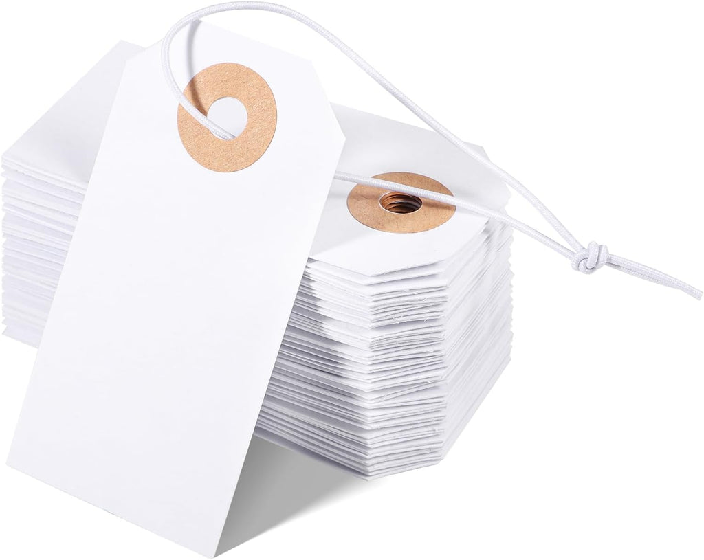 100 Pack Gift Tags with String 2.75'' x1.37'' White Price Tags