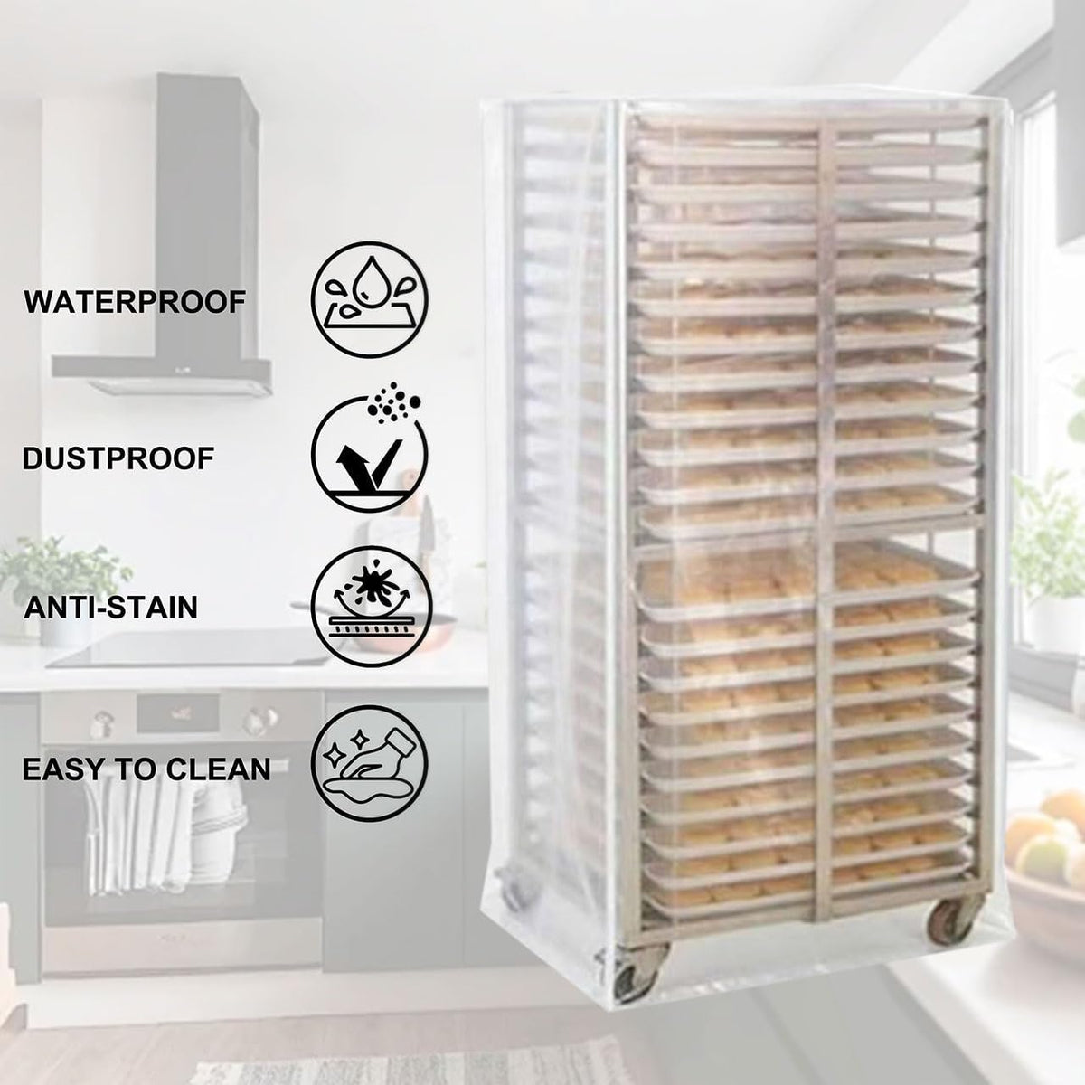 20 Tier Full Size Bun Rack Cover, Commercial Bakers Sheet Pan Racks Cover