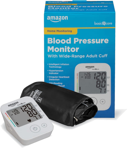 Blood Pressure Monitor, Wide Range Arm Cuff, Intelligent Inflation Technology, Home Monitoring, Hypertension