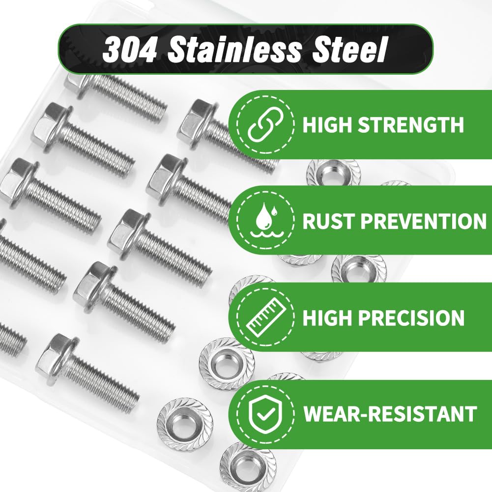 M5x25mm Flange Hex Bolts and Nuts Kit, 304 SS Metric Screws 20 Pack