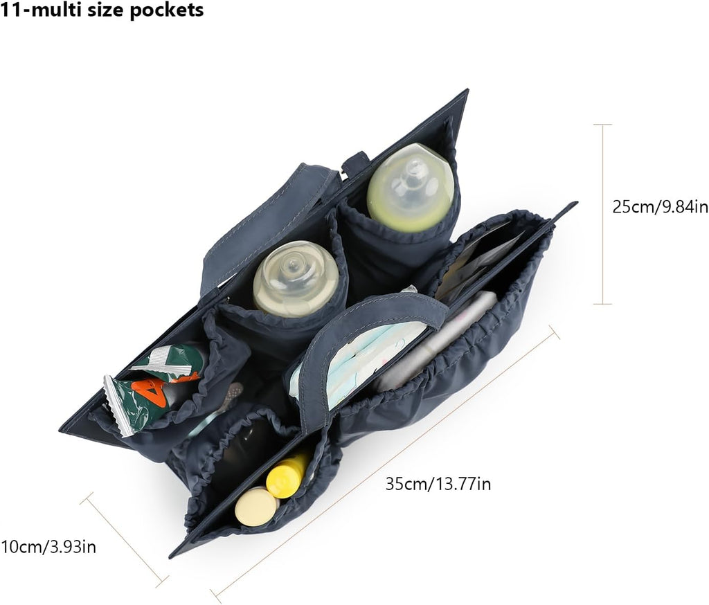 Removable Organizer Insert with Insulated Pocket,Updated Diaper Bag with 11 Total Pockets&Changing Pad, Handbag Tote