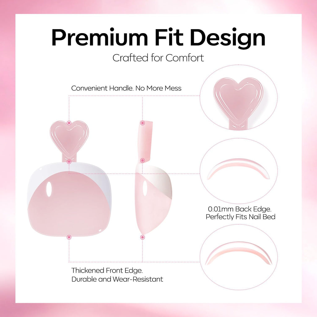 Press on Toenails Short, Pink French Tip Toe Nails Square