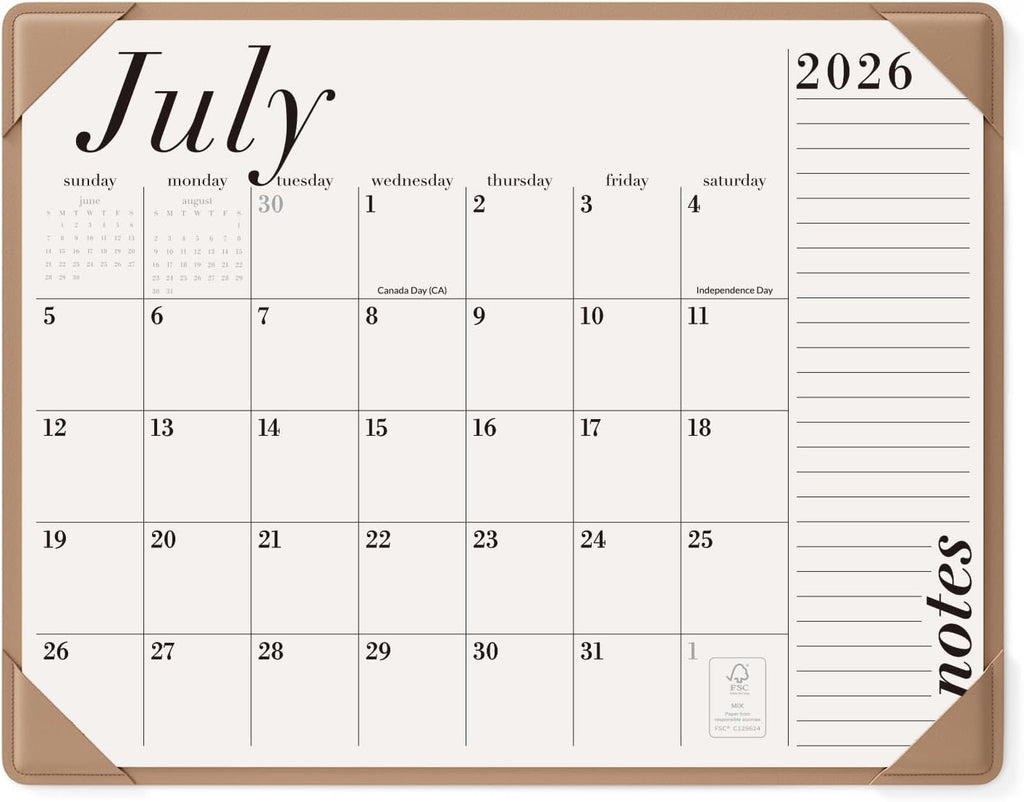 Desk Calendar 2026-2027 with Desktop Mat, Large Desk Pad Calendar From July 2026 to December 2027 22x17 inch, Desk