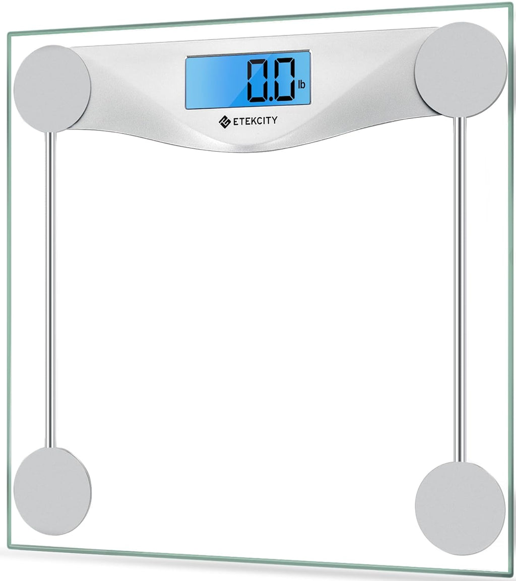 Digital Body Weight Bathroom Scale, 6mm Tempered Glass, 400 lbs | Large Blue LCD Backlight Display, High Precision