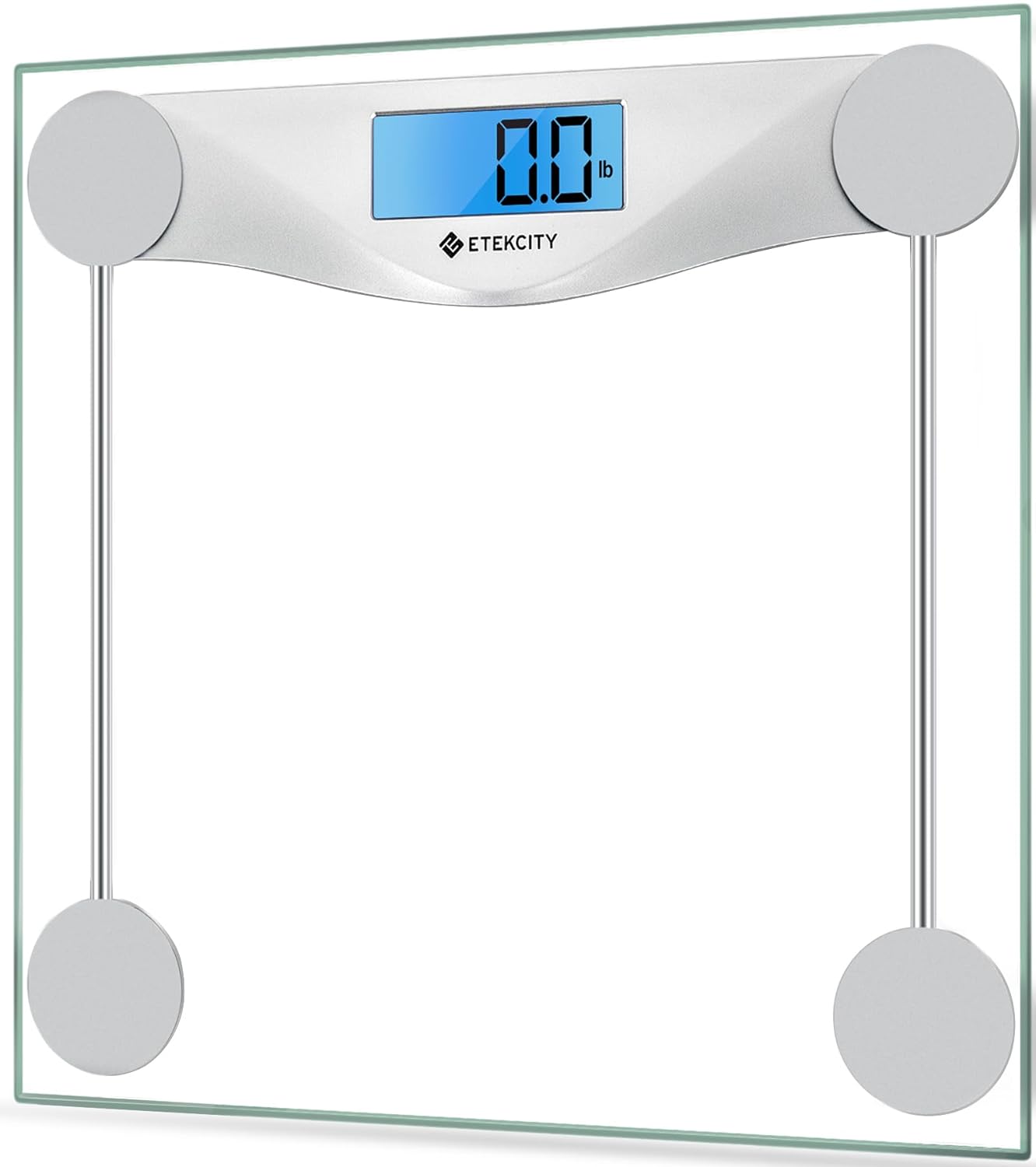 Digital Body Weight Bathroom Scale, 6mm Tempered Glass, 400 lbs | Large Blue LCD Backlight Display, High Precision