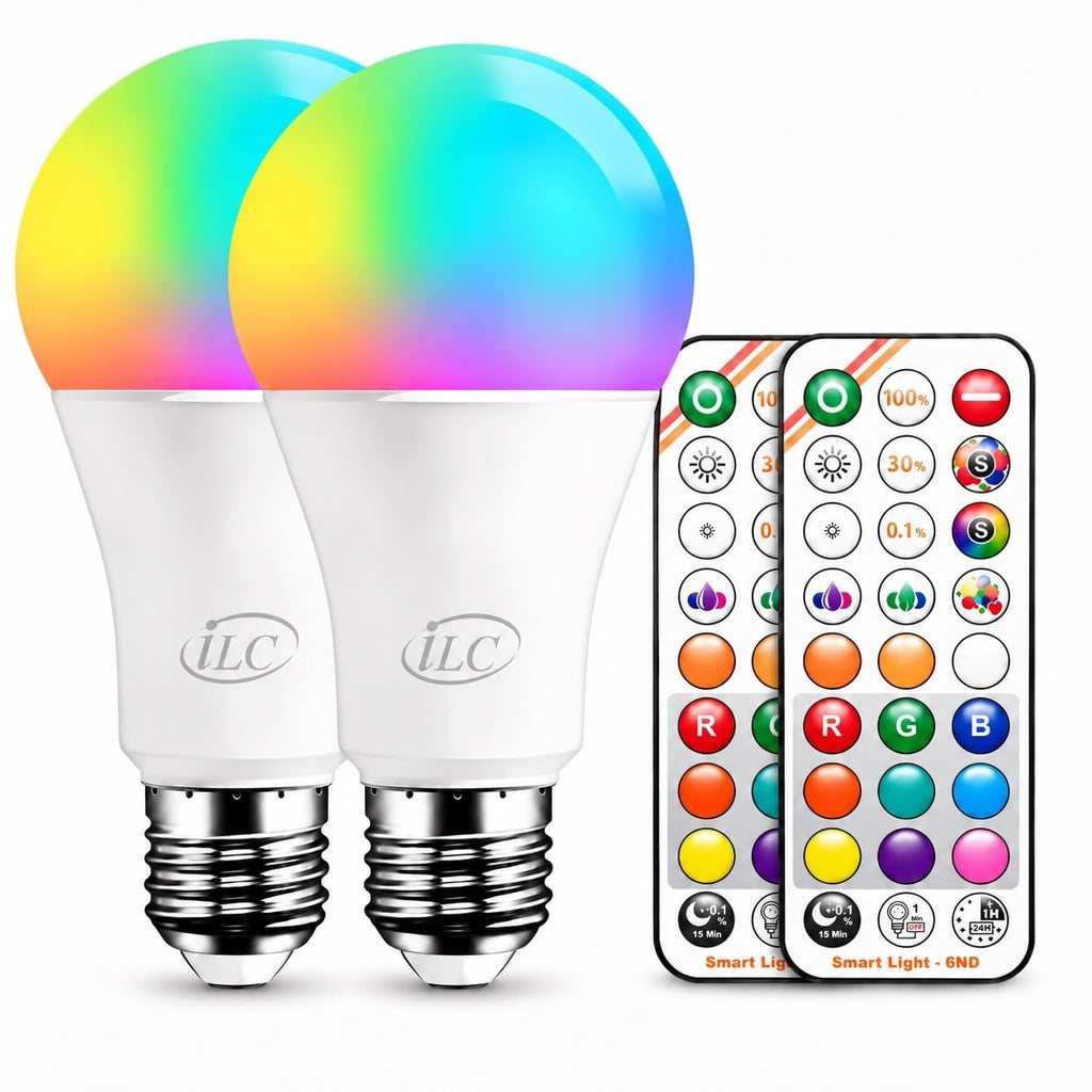 Color Changing Light Bulb 120W Equivalent, 12W with Remote Control E26