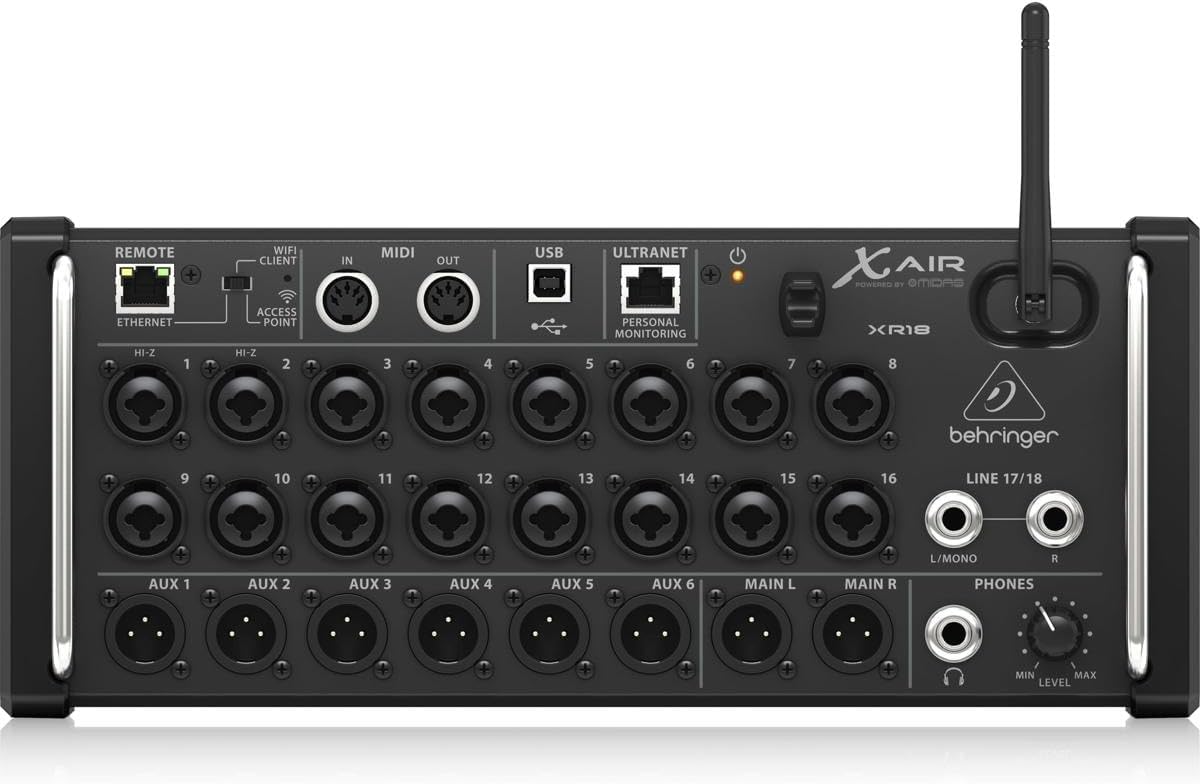 X AIR XR18 18-Channel, 12-Bus Digital Mixer for iPad/Android Tablets with 16 Programmable Midas Preamps, Integrated