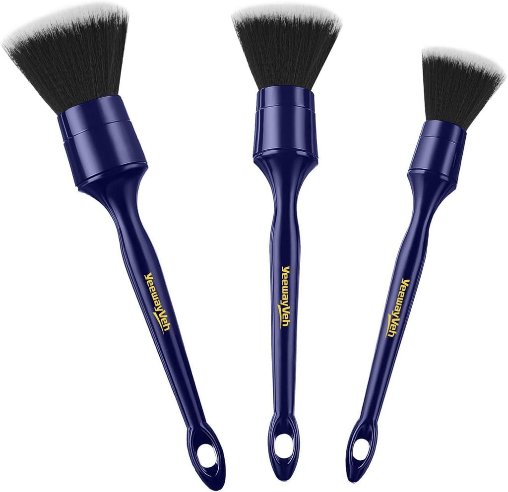 Car Detailing Brush Set, 3PCS Ultra Soft and Thick No Scratch Detail Brush for Car Dashboard Air Vents Leather Seat