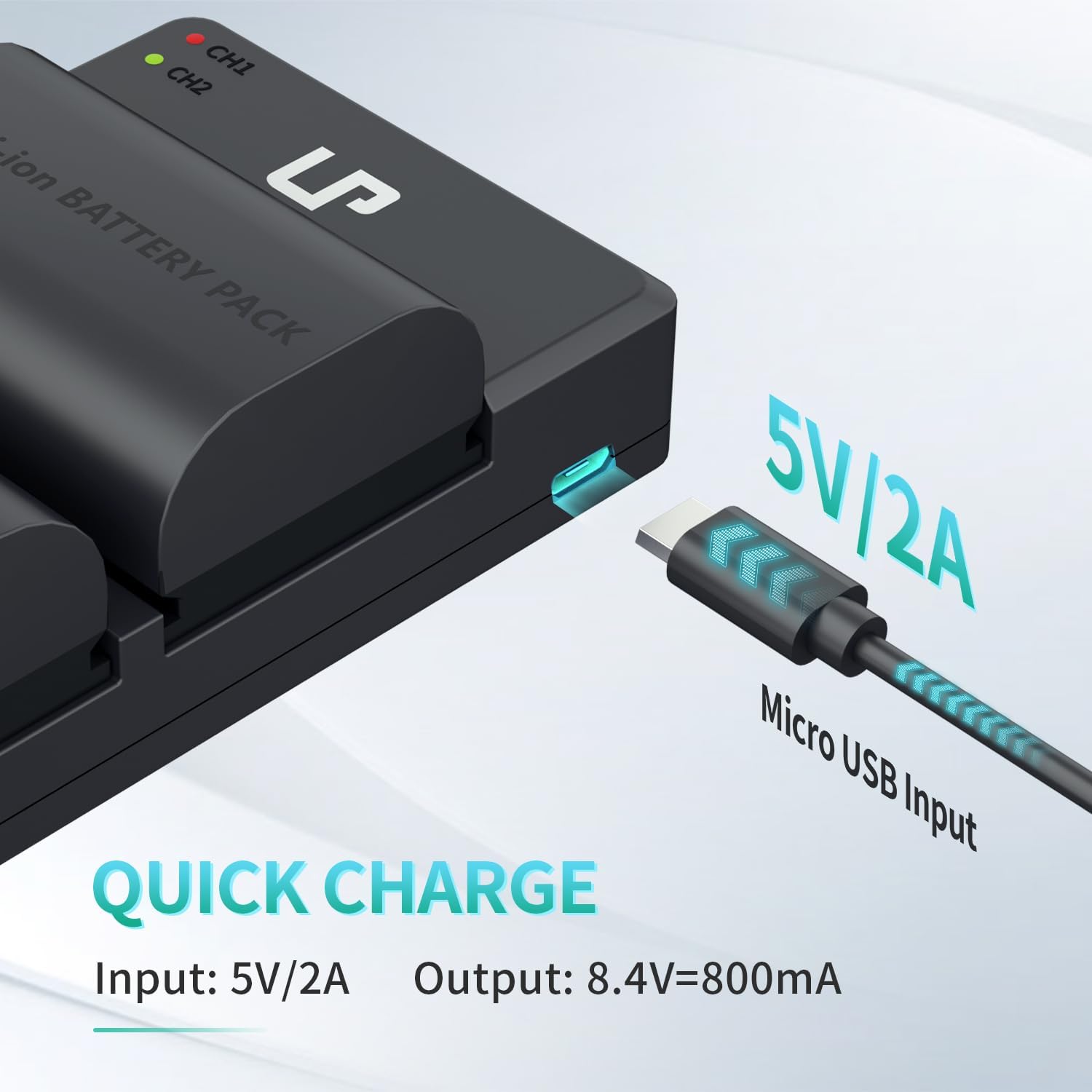 LP-E6 E6N Battery Charger Pack, 2-Pack 2600mAh Battery & Dual Charger | Compatible with Canon EOS R, R5, R6, 90D