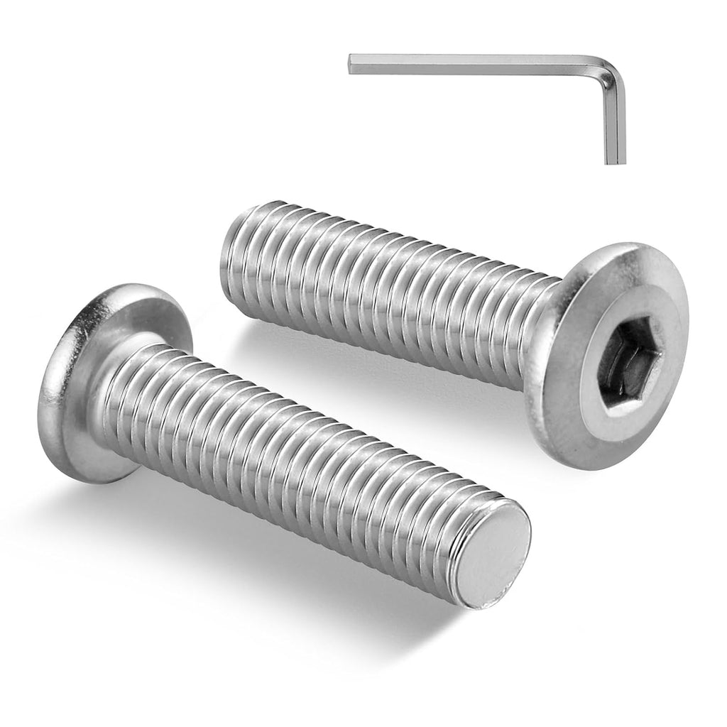 3/8-16 Bolt, 20Pcs 3/8-16 x 1 Flat Head Hex Socket Cap Screws, 304 Stainless Steel 18-8 Furniture Bolts, Full Thread (with Hex Spanner)