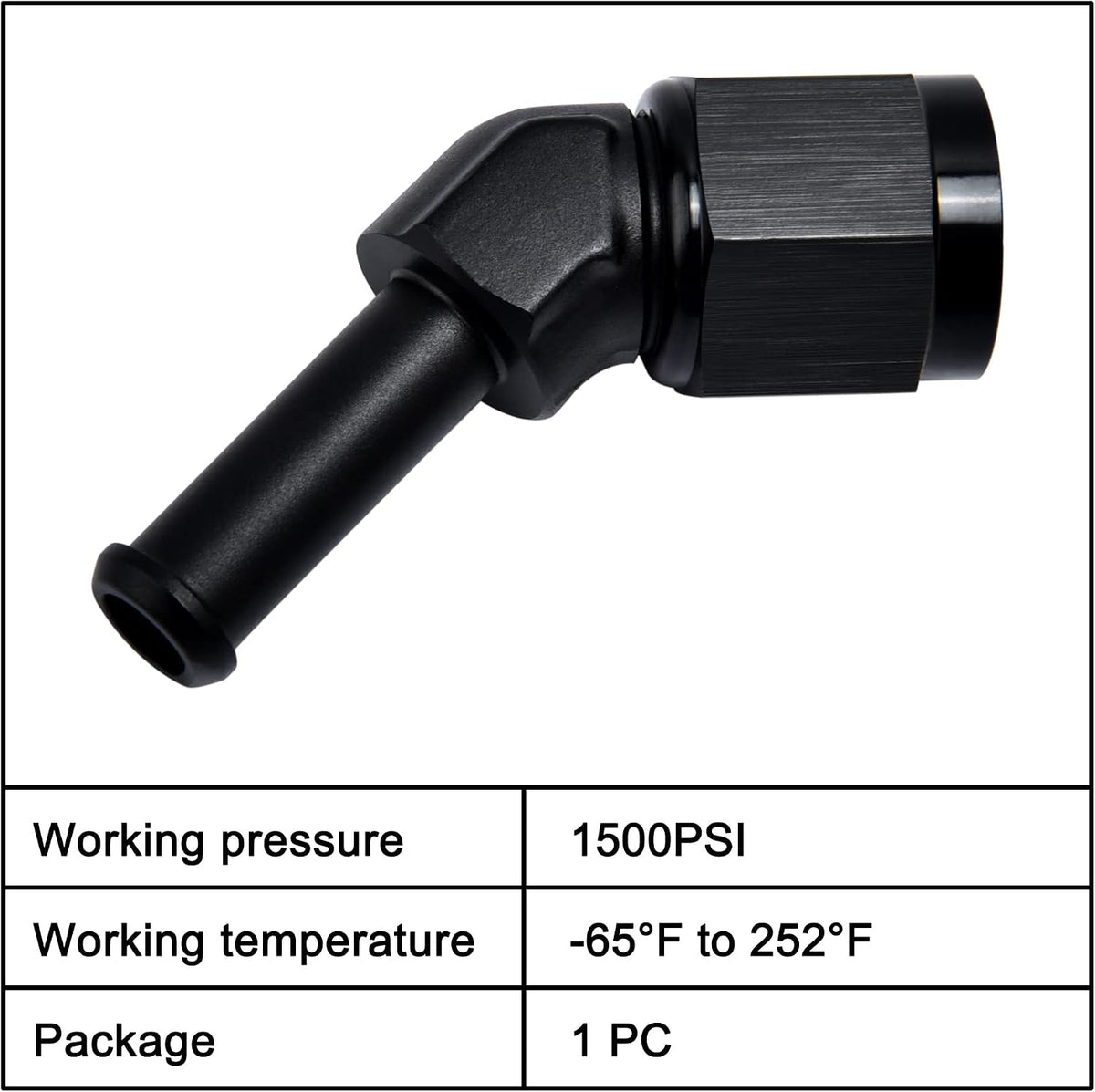 EVIL ENERGY 6AN Female to 5/16" Barb Hose Fitting 45 Degree Swivel