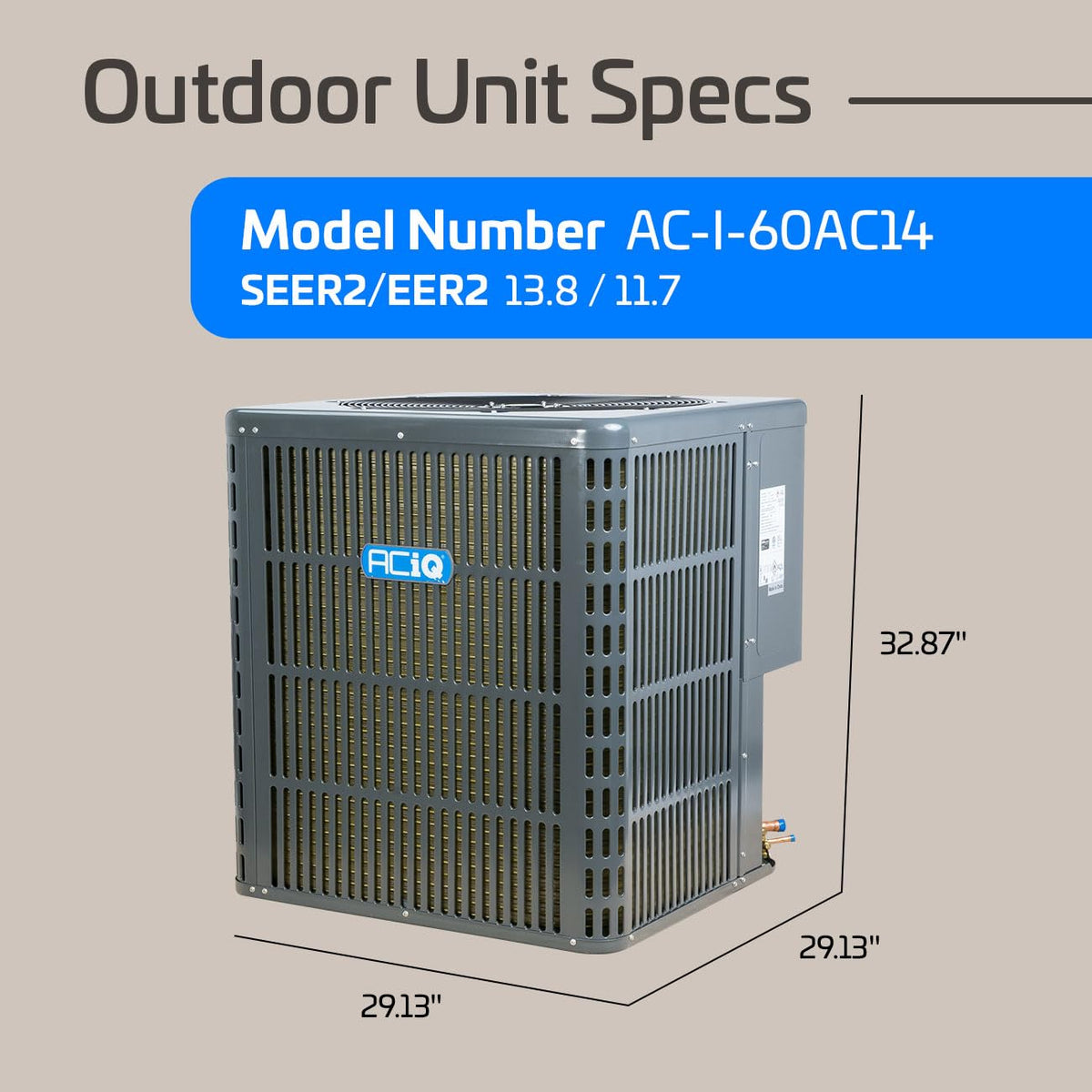 5 Ton 14.3 SEER2 Central Air Conditioner Unit - R32 AC Condenser