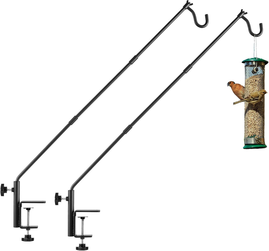 2 Pack Heavy Duty Deck Hook, 31 Inch Extended Adjustable, 360° Rotatable Arm Solid Rod, Solid Steel Deck Hangers for