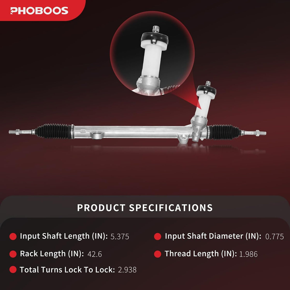 PHOBOOS Manual Steering Rack and Pinion Fit for Hyundai Sonata