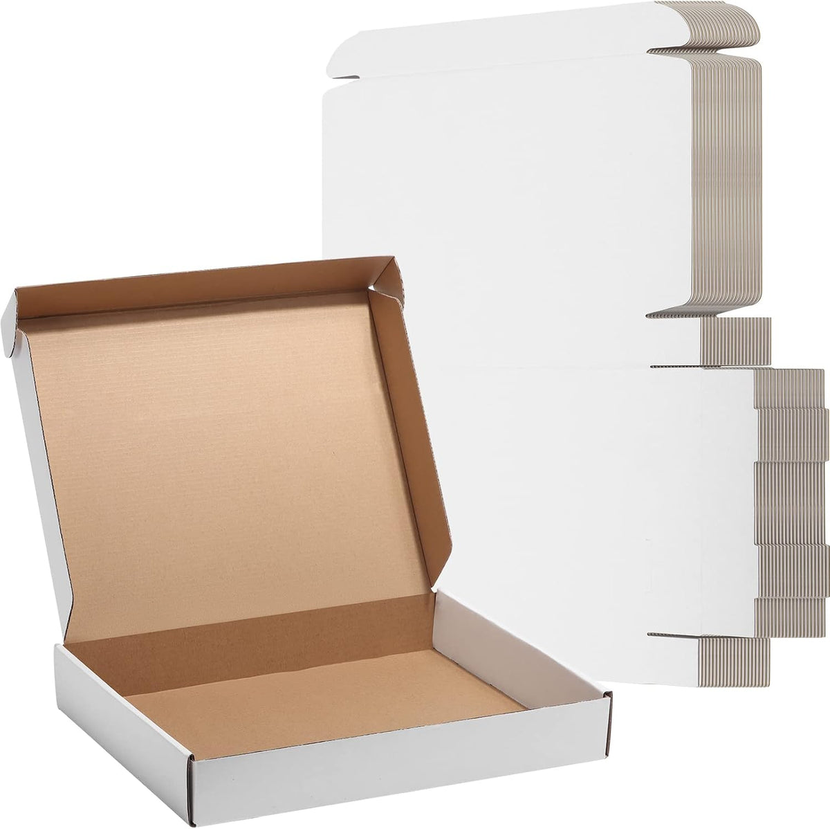 13x10x2 White Shipping Boxes, 20 Pack Corrugated Cardboard Box for Mailing Packing Mailer