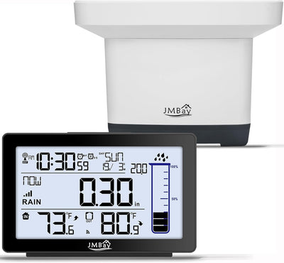 Digital Rain Gauge Outdoor with Thermometer, Self-Emptying Wireless Rain Gauges Outdoors Best Rated, High Precision