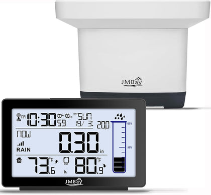 Digital Rain Gauge Outdoor with Thermometer, Self-Emptying Wireless Rain Gauges Outdoors Best Rated, High Precision