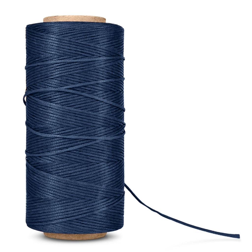 Waxed Polyester Thread for Leather Sewing, 0.8mm 150D, Navy Blue