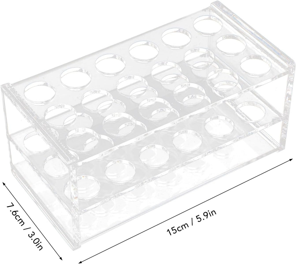 17mm Test Tube Rack with 18 Holes - Sturdy Transparent Centrifuge Tube Holder for 10ml and 15ml Test Fits 10ml 15ml