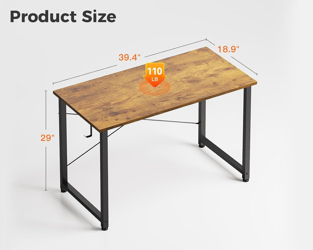 40 Inch Small Computer Desk for Home Office, Study Writing Table for Small Spaces, Simple Modern Desk with Headphone