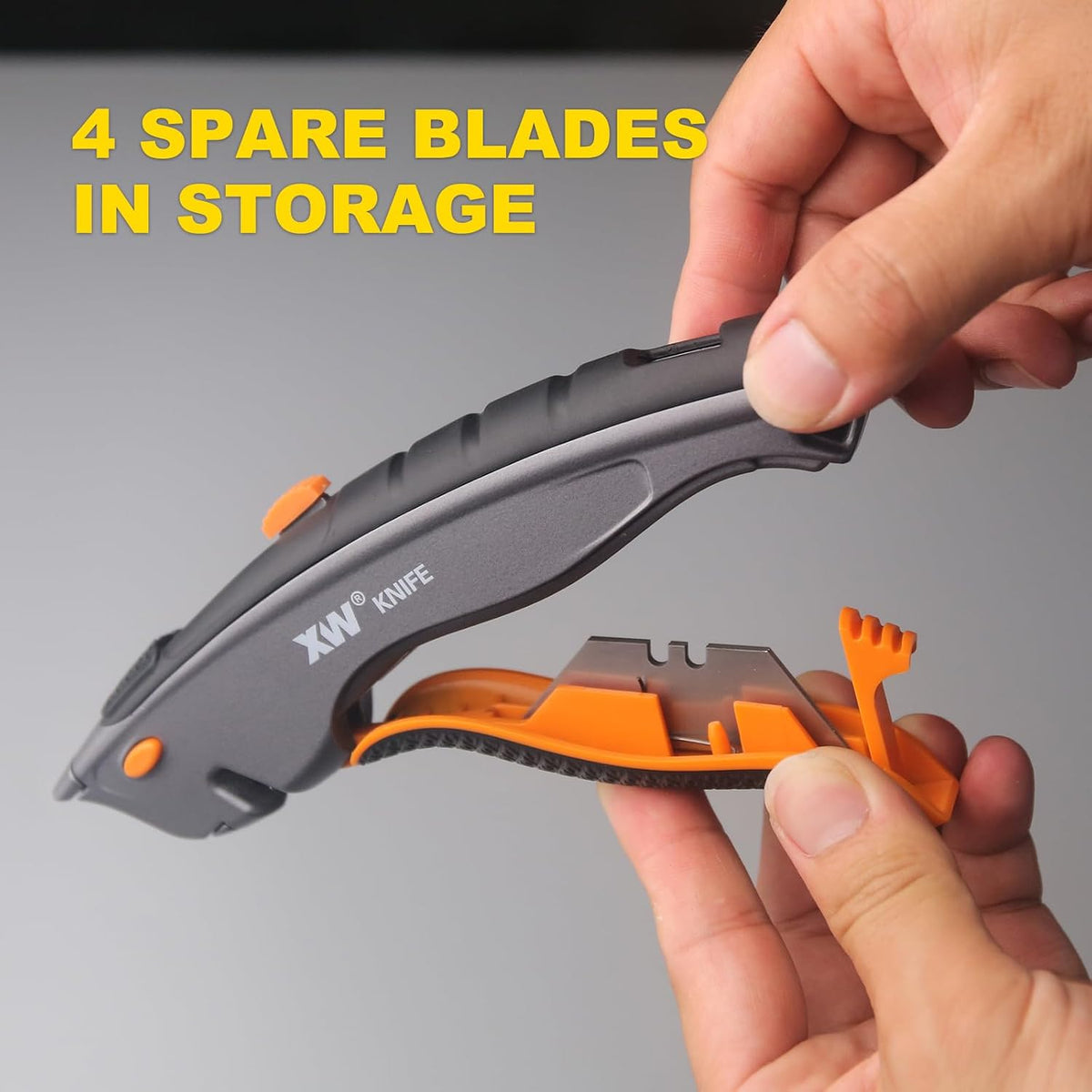 Dual-system Safety Utility Knife with Auto-retractable & 3-position Retractable, 2-in-1 Heavy Duty Box Cutter with