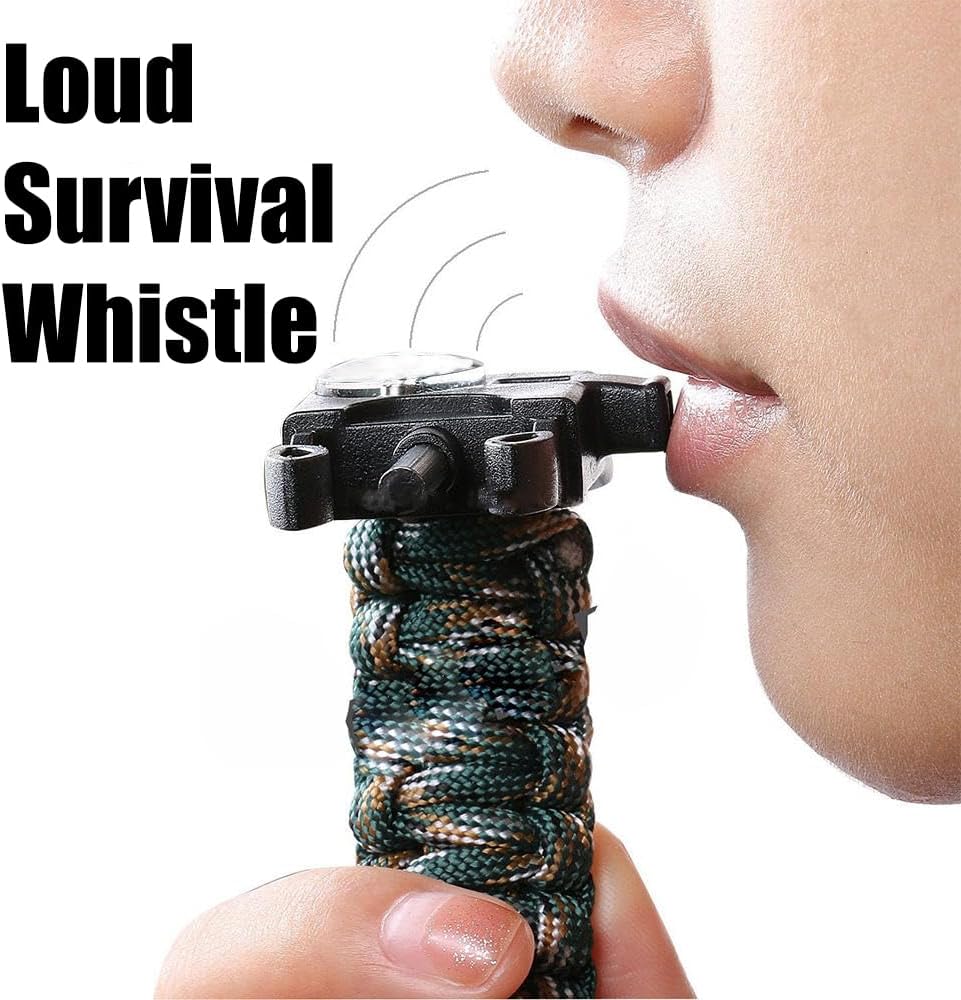 550 Paracord Survival Bracelet with Magnetic Liquid Compass, Ferro Rod Fire Starter, Scraper Tool and Emergency
