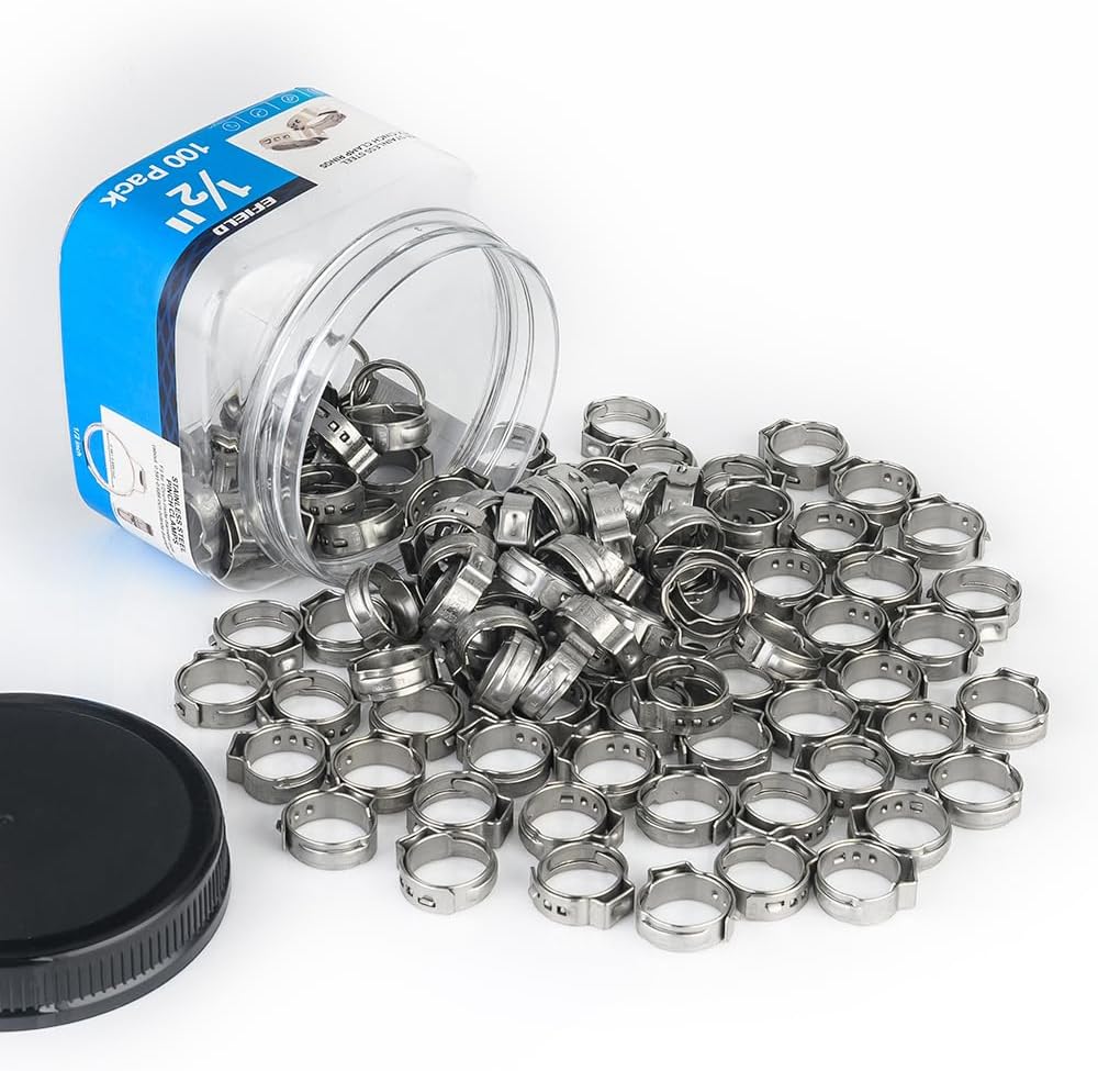 100Pcs Pro EFIELD 1/2-inch Pex Crimp Cinch Clamp Rings(CLAMP016-100)