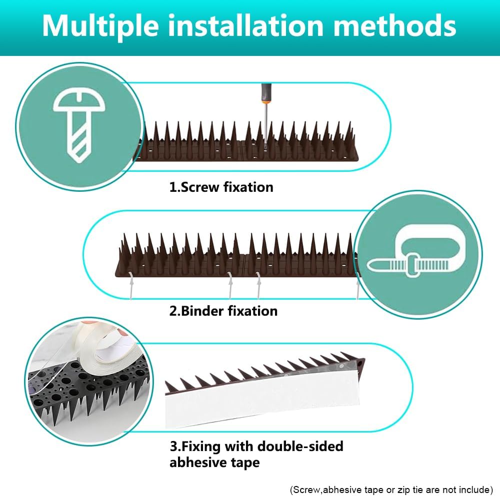 Bird Spikes, 20 Pack Outdoor Cat Squirrel Raccoon Pigeon Cat Animal Deterrent Spikes for Outside Anti Bird Defender