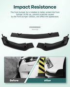 SCITOO 3PCS Black PP Front Bumper Body Kit Spoiler Chin