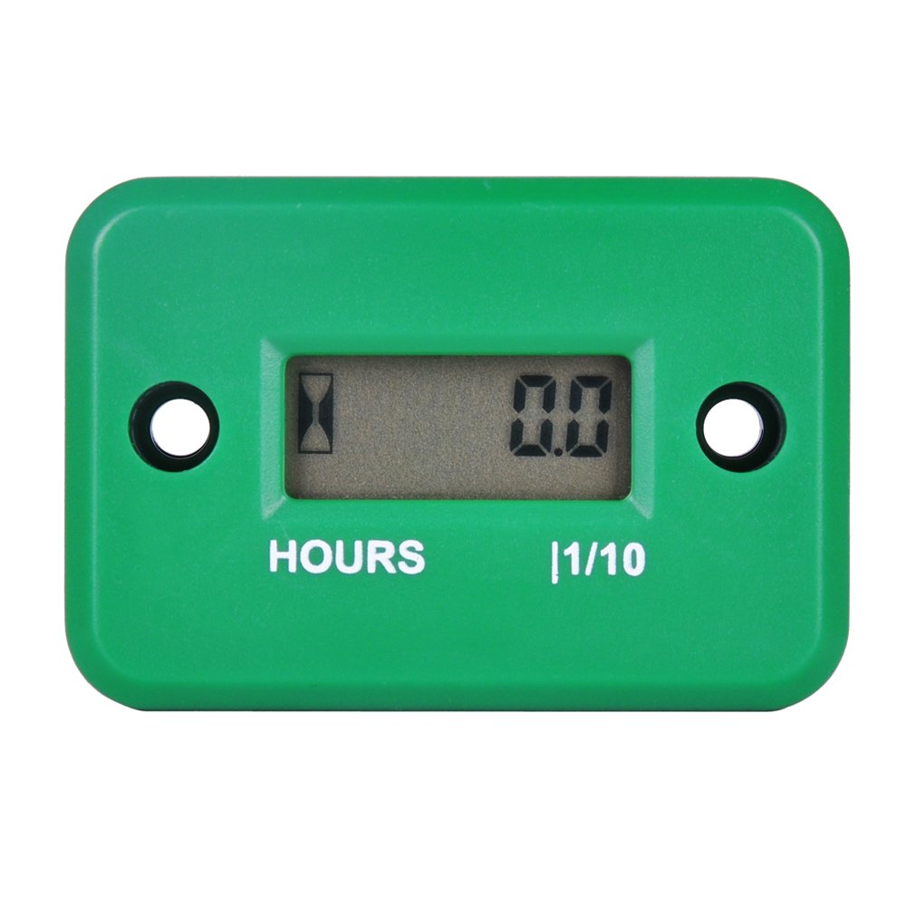 NInE-ROnG IP68 Inductive Hour Meter for Gas Engine Mower Generator, Green