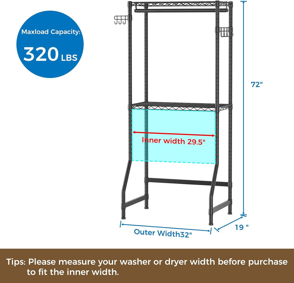 Laundry Organizer Shelves Over the Washer and Dryer Storage Shelf