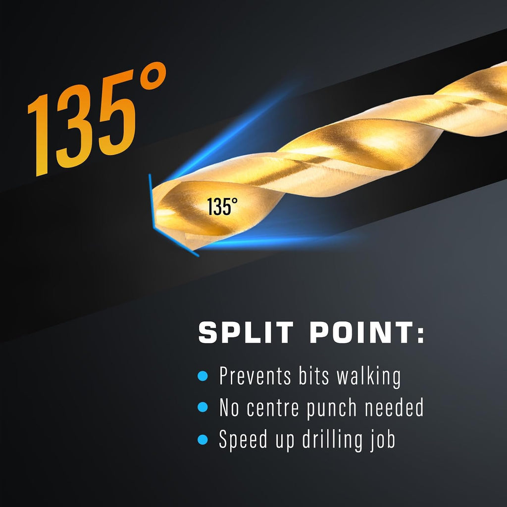 230 Pcs Cobalt Drill Bit Set, 135° Split Point, 3/64"-1/2"