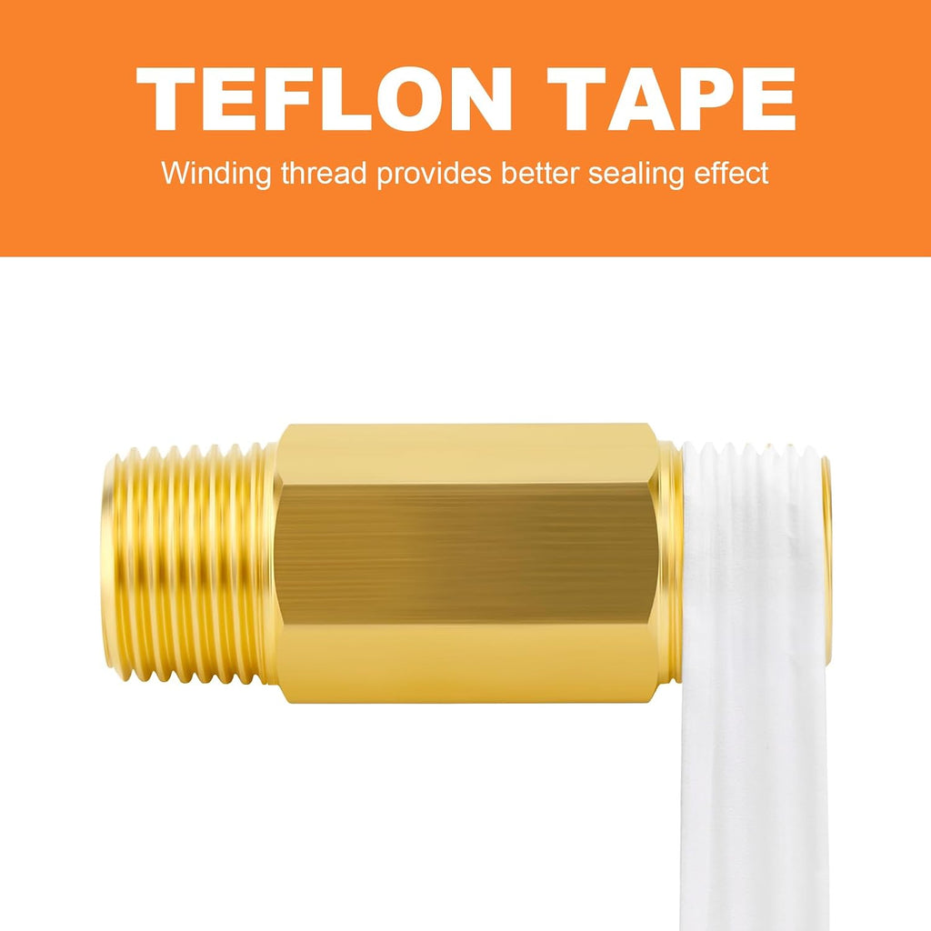 GASHER 2PCS 1/2" MNPT Brass Long Nipple 2" Length Pipe Fitting