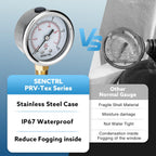 SENCTRL 0-15 Psi Low Pressure Gauge, 1/4 NPT Lower Mount