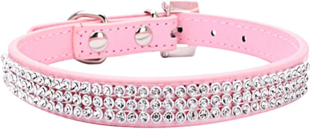 Basic Adjustable Dog Cat Collar Bling Rhinestones Shing Diamonds PU Leather with Rhinestones Buckle (S(Length