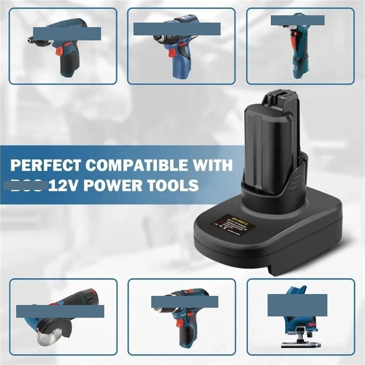 Lithium-ion Battery Adapter, Compatible with Bosch 18V Battery for Bosch 12V Tools, Power Tool Converter